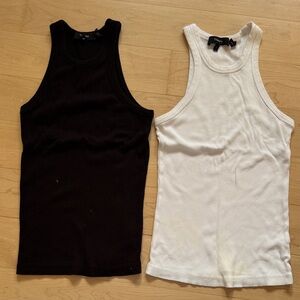 Set of Theory Black and White Ribbed Tank Tops
